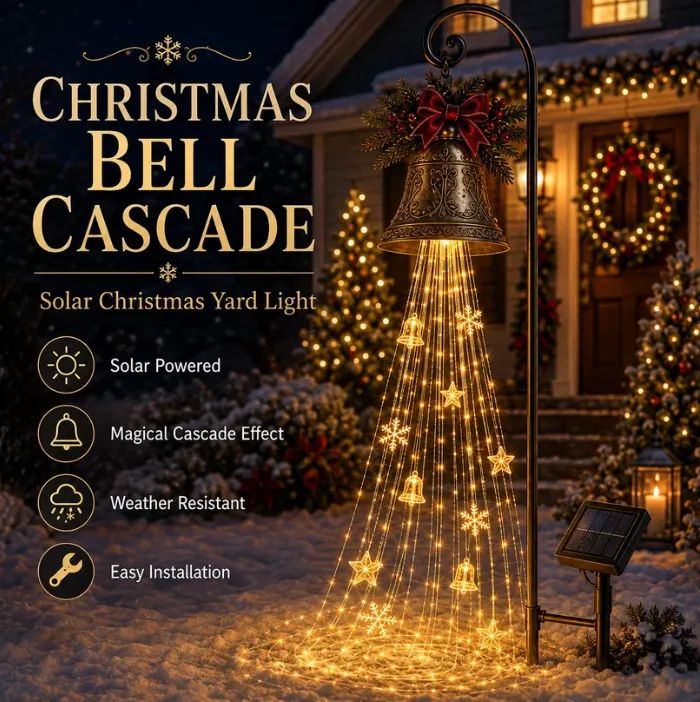 🔥Hot Sale 40% OFF🎄 Christmas Bell Cascade Solar Yard Light✨